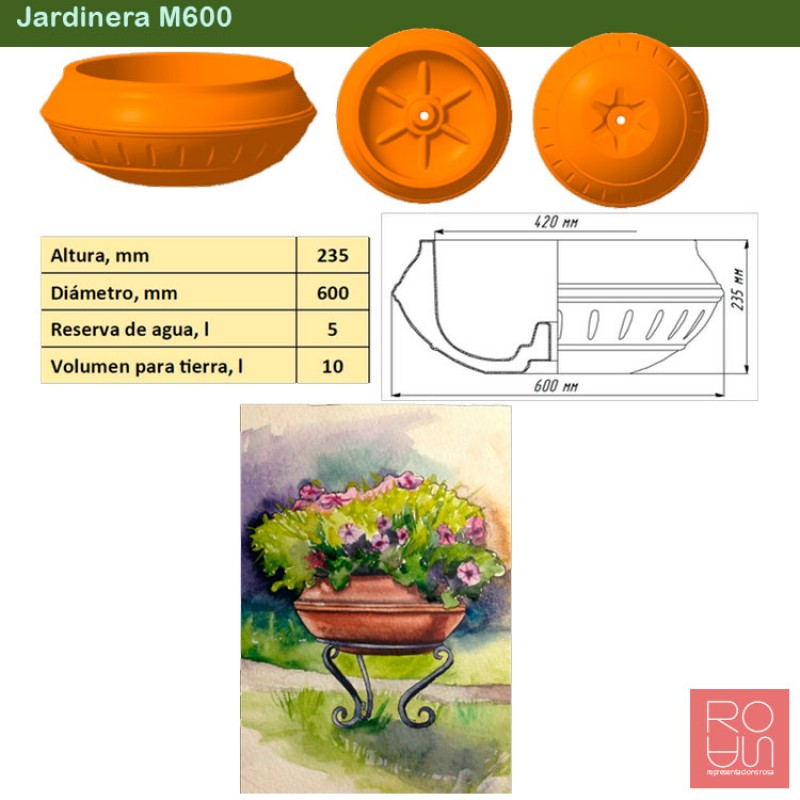 Jardinera de polietilè amb suport M600